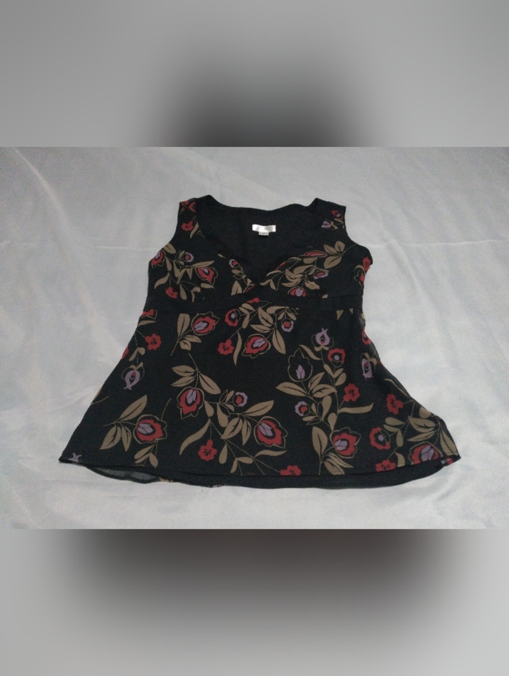 Black Floral V-Neck Camisole Tank Top